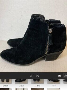 Frye Judith Booties 7.5M Black Suede Double Zipper Low Block Heel